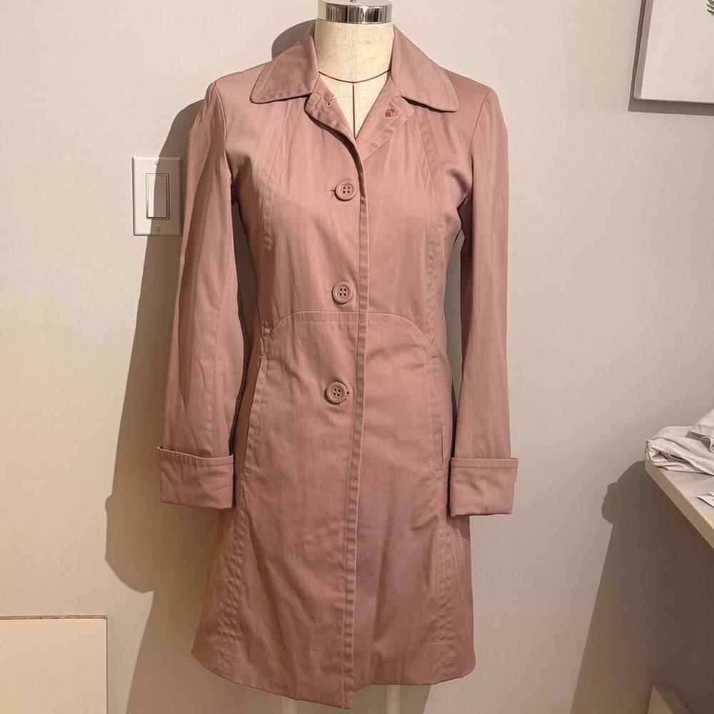 Nine West Trench Coat Jacket Pink Women's XS Cotton Blend‎
